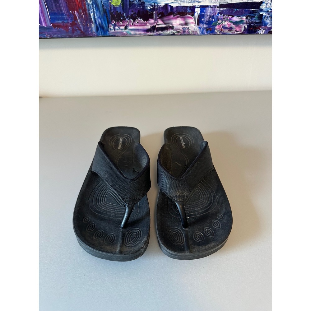 Aerothotic Women Black Orthotic Arch Support‎ Flip Flop Sandals | Size 36 / US 6